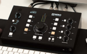 Audient Nero Desktop Monitor Controller Connected to Computer with Wires