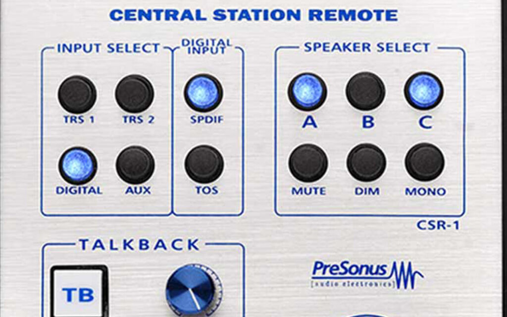Presonus Central Station Remote Input Select and Speaker Select